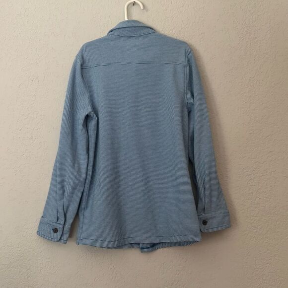 Cat & Jack Blue Striped Long Sleeve Button Down Collared Shirt - Picture 6 of 8